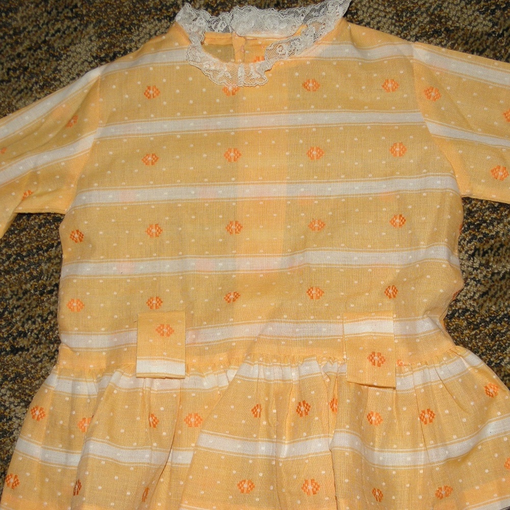 MARY JANE 2T SHIRT/DRESS ORANGE & WHITE L/S